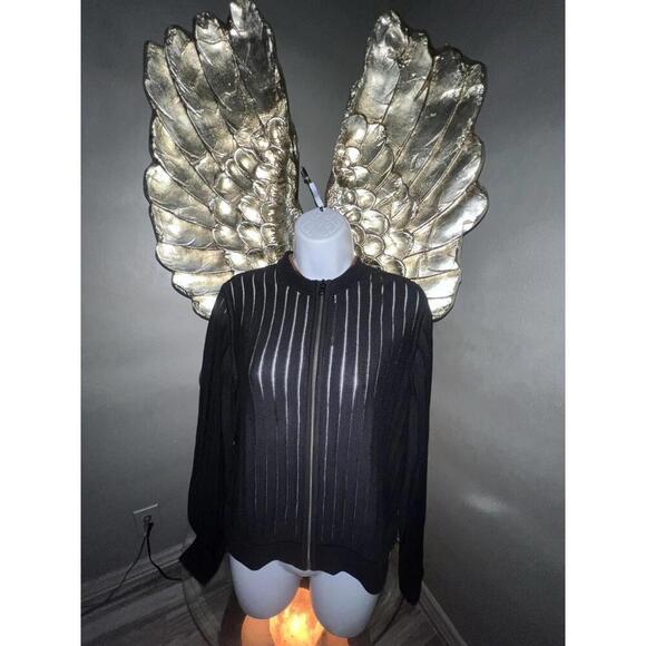 Armani Exchange Full zip Sheer Cardigan Sweater Black Size M - Picture 3 of 9